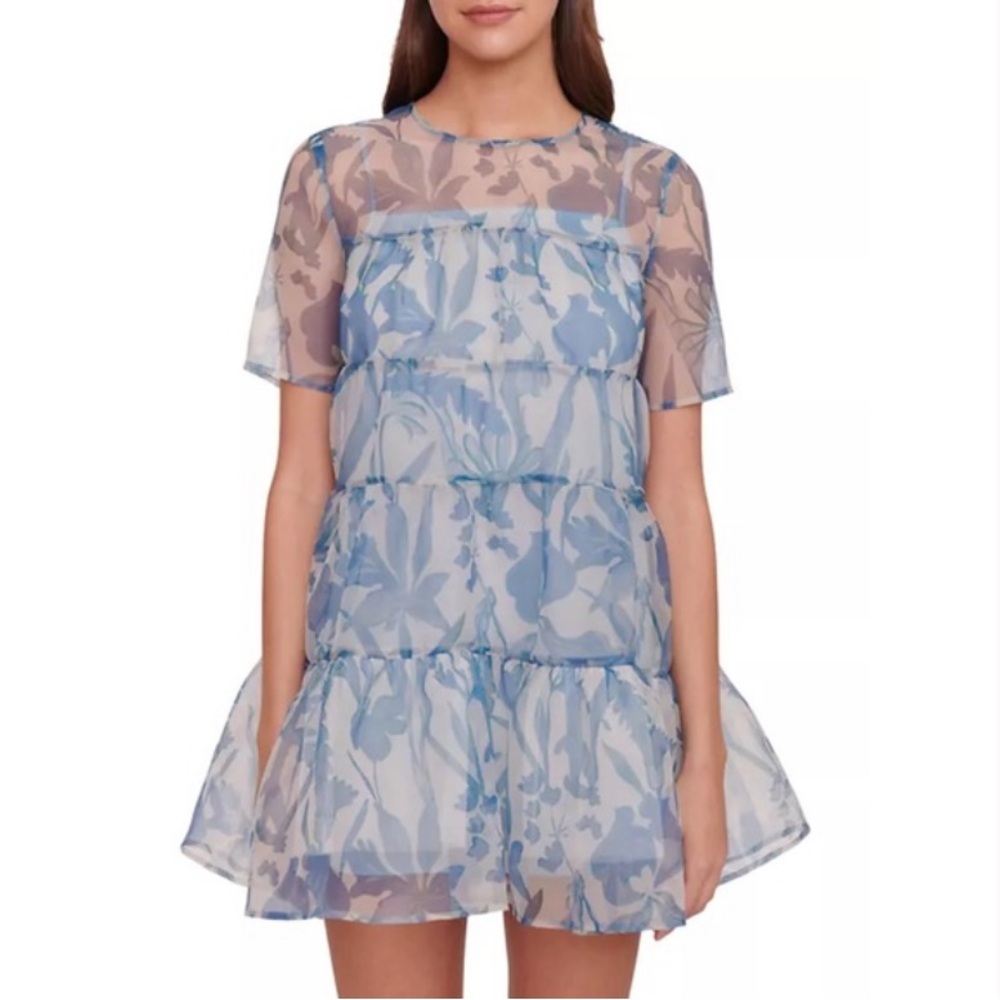 Staud Mini Hyacinth Dress Sky Wildflowers NWT Size Small with detachable lining